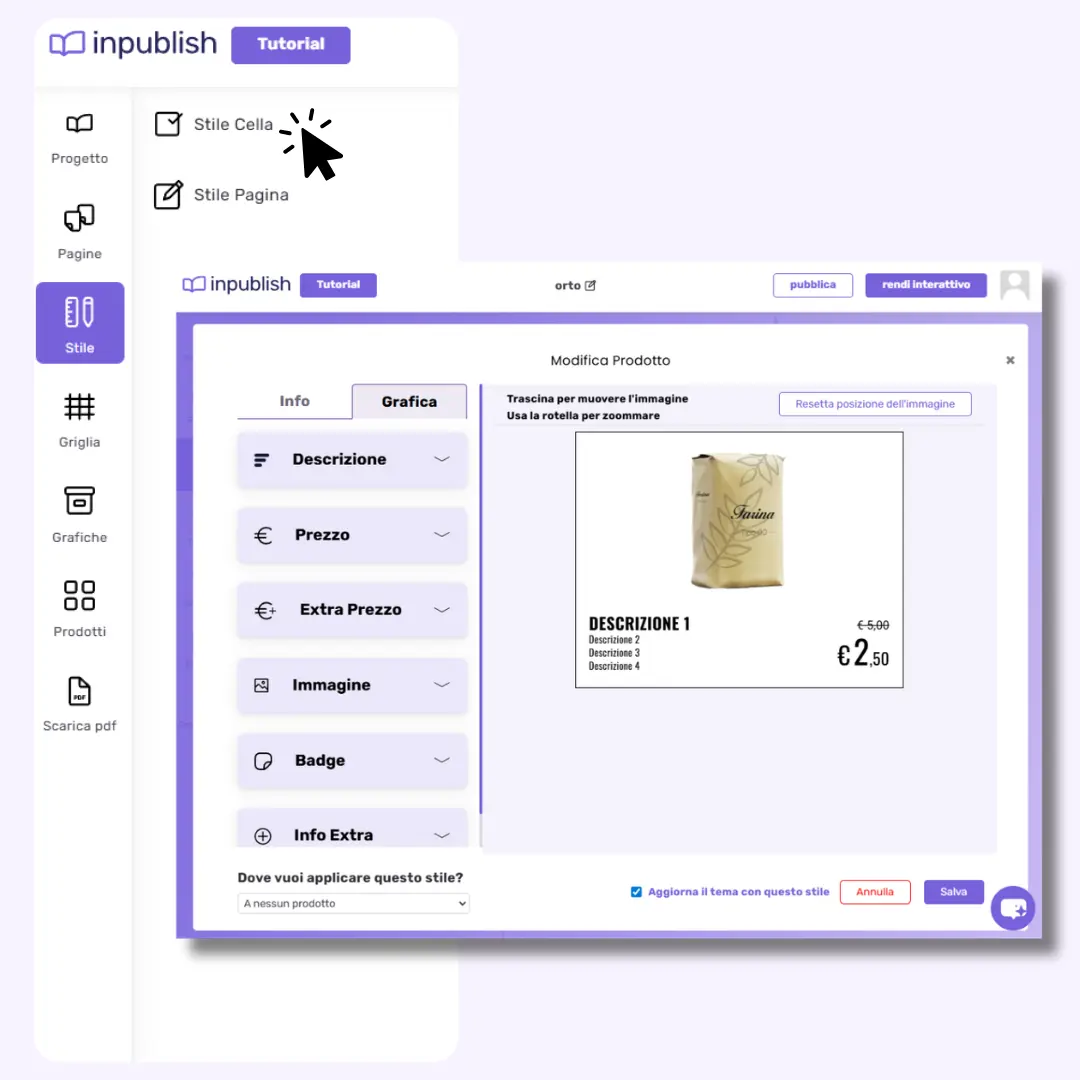 Modifica il layout della cella