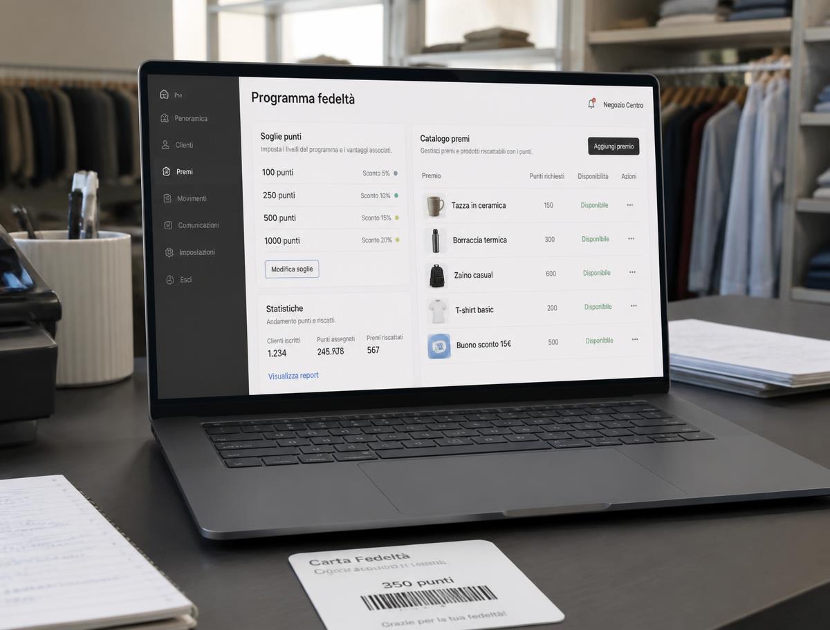 Loyalty rewards back office on a laptop