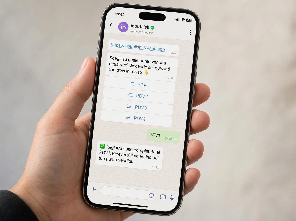 Bot WhatsApp che guida la registrazione al punto vendita
